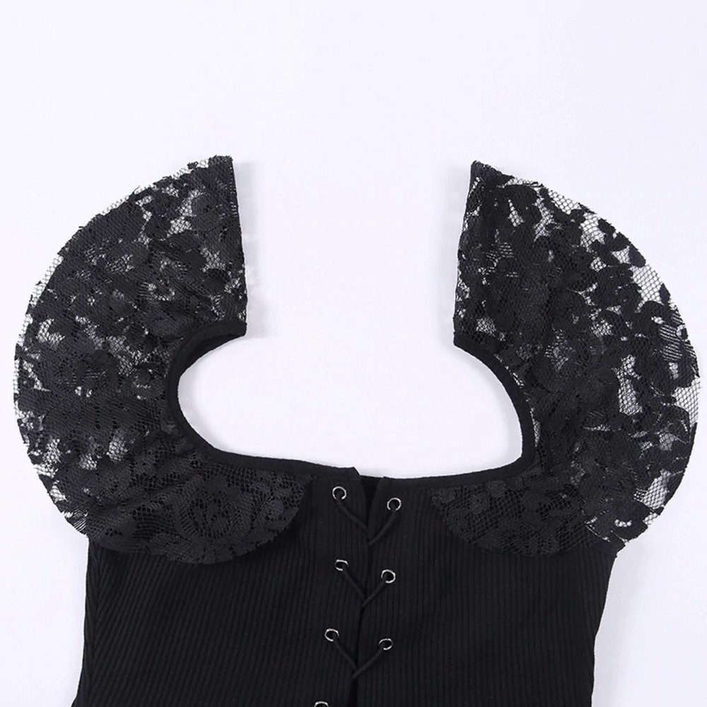 Sexy Lace Up Off Shoulder Crop Top - Picture 6 of 6